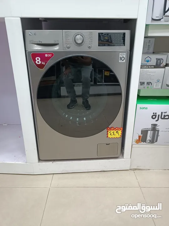 غساله ال جي 8 كيلو سلفر ستيل موديل 2025