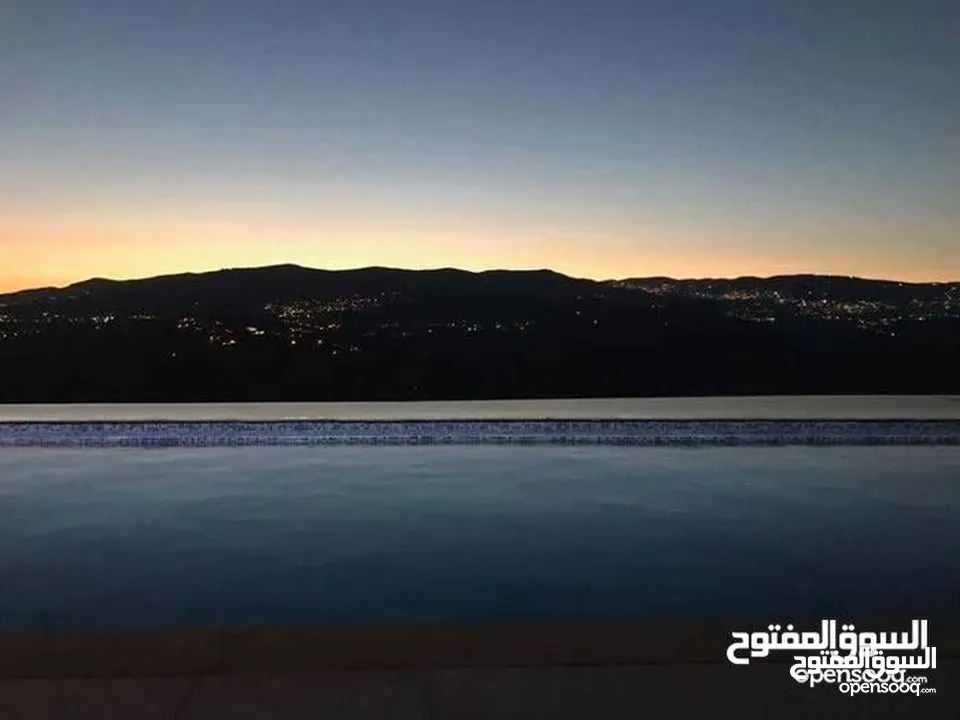شاليه حديث للبيع جرش جبة المصطبة مطلة على السد مع مسبح