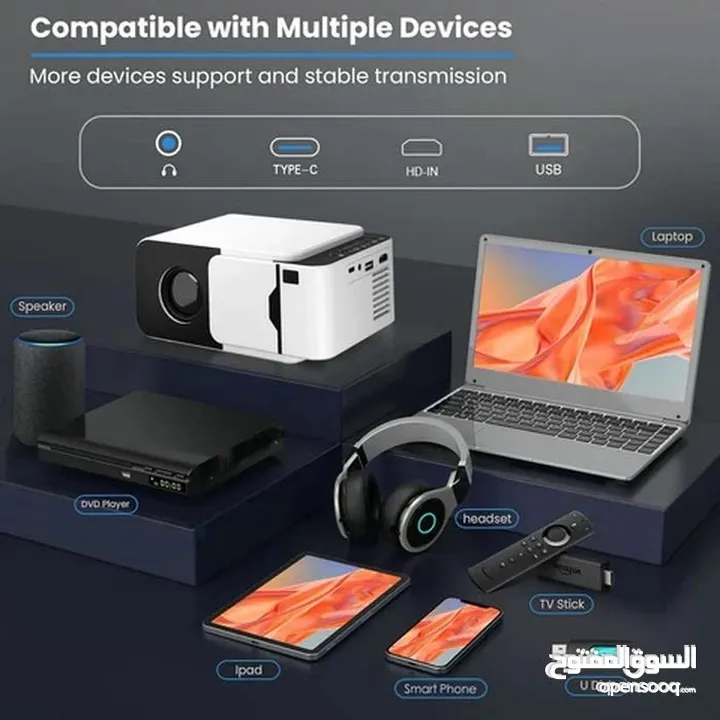 بروجكتر 4K نظام HD أعلى مواصفات نظام WI FI والبلوتوث اخر اصدار في سوق ويدعم جميع مداخل