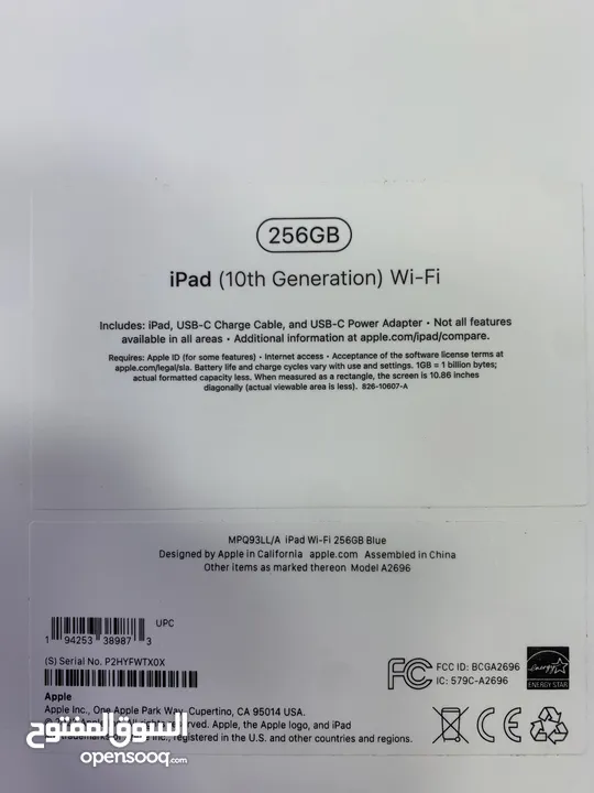 Apple iPad 10th Generation (256) GB آيباد ابل الجيل العاشر