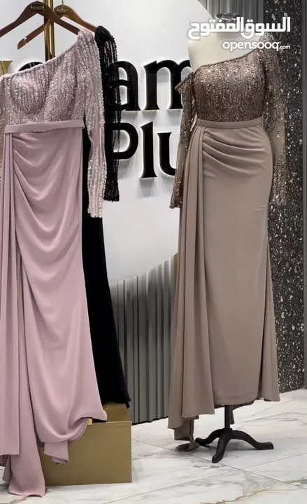 فستان سهرة ناعم لون اسود ملبوس لبسة وحدة للبيع