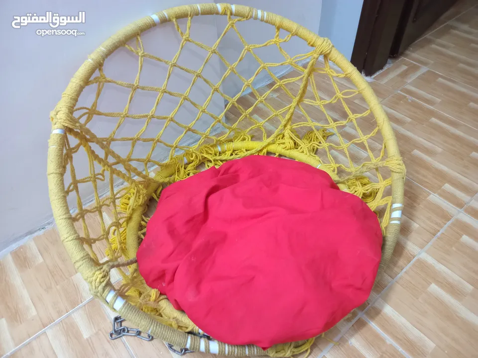 مرجيحة تعليق كتان حجم كبير مع جنزير وحلقة