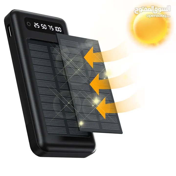 شاحن بور بانك شمسي و كهرباء بطاريه 20000 مللي امبير شحن تلفون خلوي طاقه شمسيه اضائه power Bank