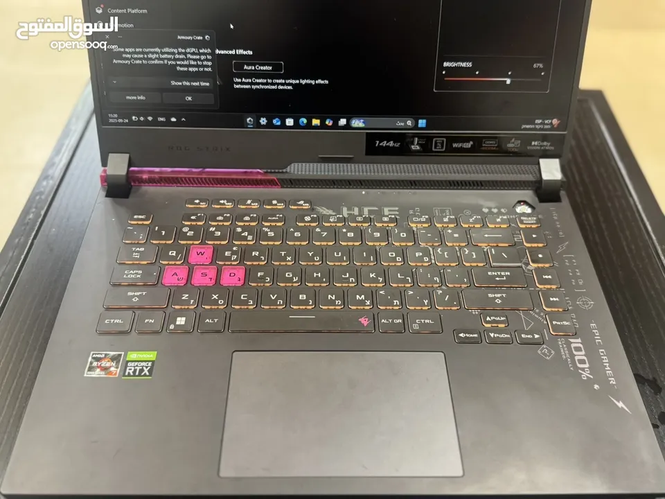 Asus rog strike للبيع مستعمل اخو جديد استعمل لمده قصيره
