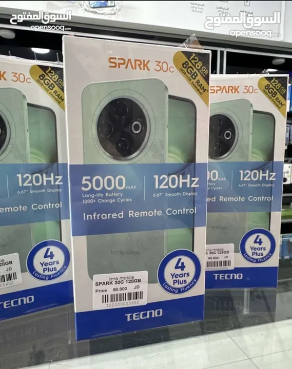 جهاز جديد بالكرتونة Spark 30c رام 8 و 12 و 16 جيجا 128 و 256 مكفول سنة متوفر توصيل