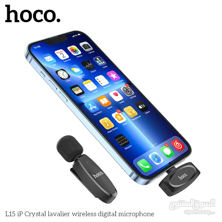 HOCO L15 iP Crystal lavalier wireless digital microphone مايك اصلي وايرلس  تايب سي / ابل