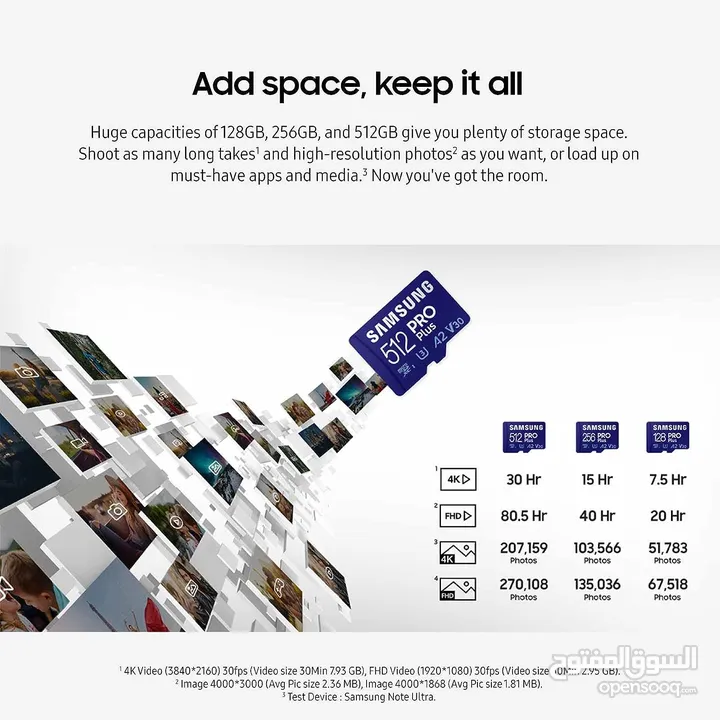 بطاقة ذاكرة سامسونج 512 جيجا برو بلس للكاميرات والموبايلات microsd 512Gb samsung