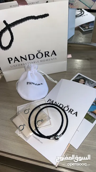 اسوارة pandora جلد اسود مزدوج