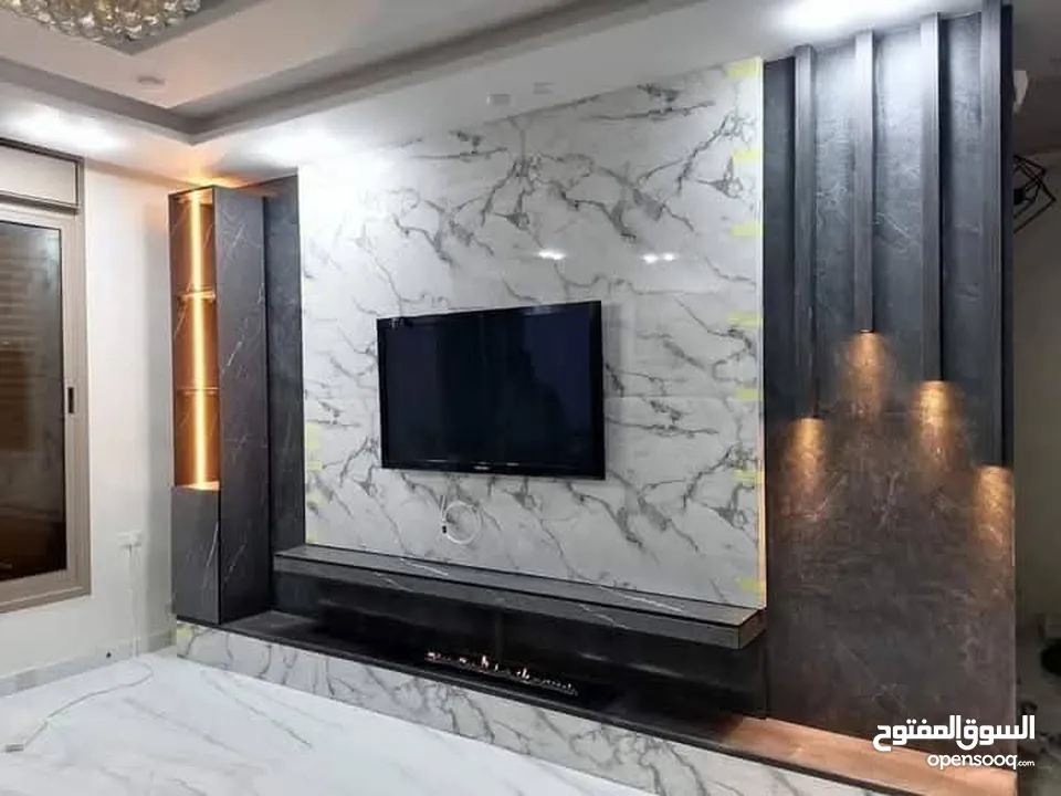 فاير بليس ورق جدران والشيبورد وبانوهات وجبسن بورد شلالات بارجولا نوافير بديل الرخام وبديل الخشب والق