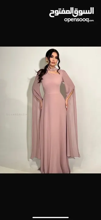 فساتين سهرة طويلة راقية اكمام شلال شيفون