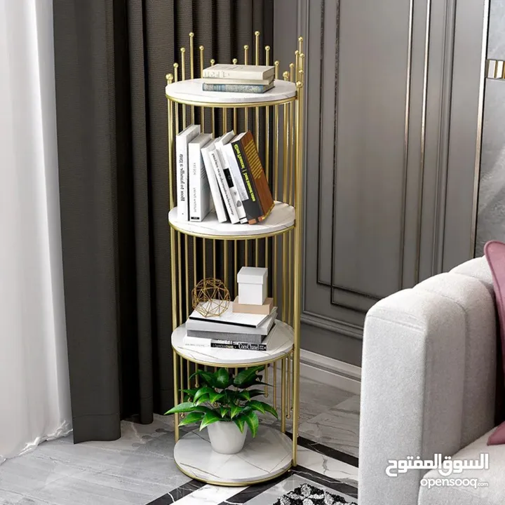 رف ملكي بخشب مطلي رخامي لمسة فخمة ملوكية لبيتك  تصميم فاخر من خشب مطلي رخامي ابيض  هيكل حديد ذهبي