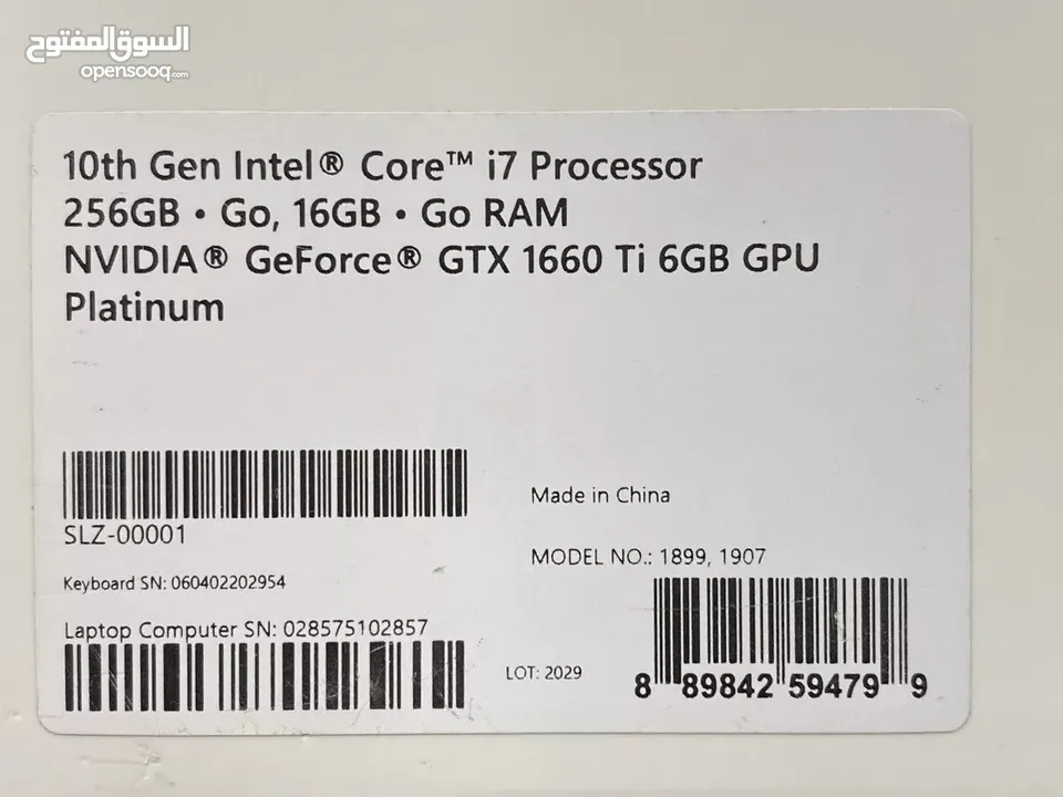 Microsoft Surface book 3 15", 16GB Ram, 256GB NVMe, NVIDIA 1660Ti, 4K UHD Touch   حالة الجديد ومكفول