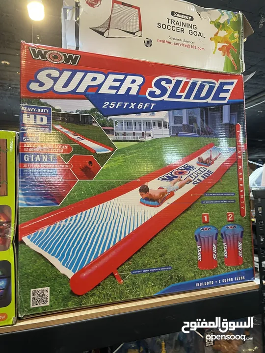 WOW Sports Super Giant Slip & Slide  *سوبر سلايد: زحليقة مائية عملاقة للحديقة الخلفية مع نظام رش*