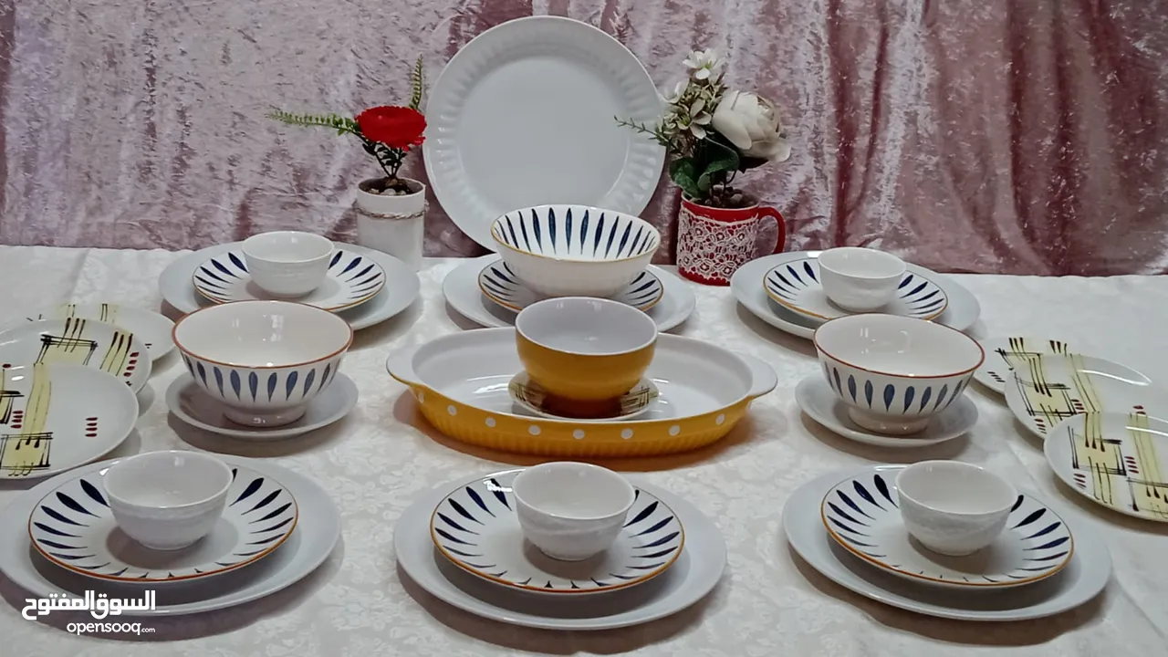 أطقم سفرة بورسلان ماركات عالمية .جديد. الوان متعددة وراقية