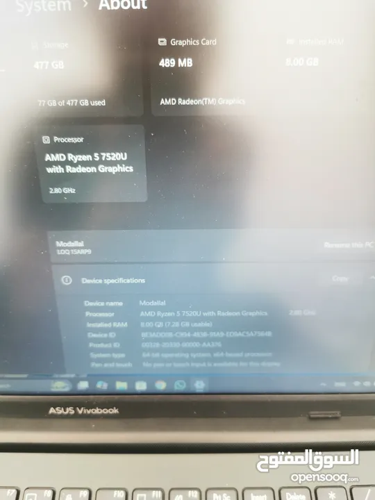 لابتوب ايسوس فيفوبوك جو 14/15 ASUS Vivobook Go معاه كرتون استعمال خفيف جهاز ممتاز ونظيف