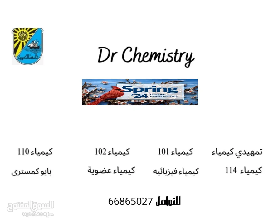 دكتور كيمياء لتدريس الكيمياء بجميع الجامعات حول العالم