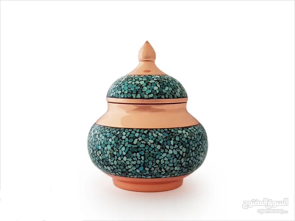 الصناعات اليدوية الإيرانية -طقم شاي مطعَّم بالفيروزه
