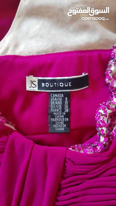 فستان طويل رسمي فوشيا اللون مستعمل للبيع size L