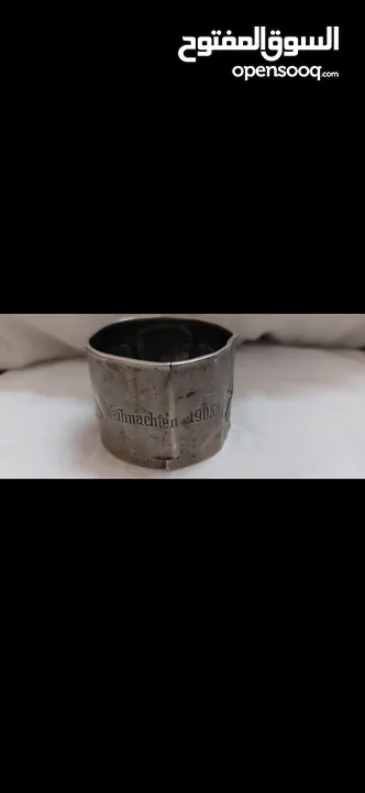 اسوار فضة عيار 800 برطاني سنة الصنع 1905  غليون فضة و عاج محفور