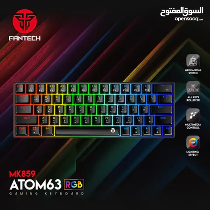 كيبورد ميكانيكي فانتيك Fantech Atom63 MK859 Mechanical Gaming Keyboard Arabic/English