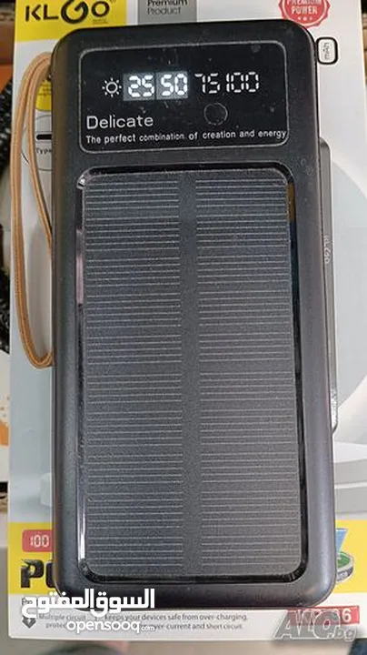 شاحن بور بانك شمسي و كهرباء بطاريه 20000 مللي امبير شحن تلفون خلوي طاقه شمسيه اضائه power Bank