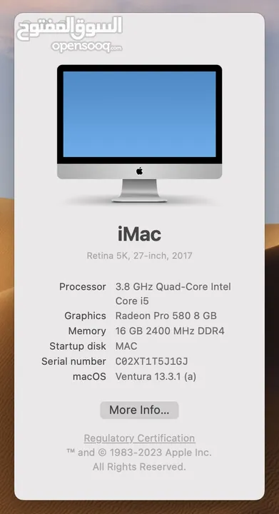 iMac 27" 5K Quad-Core Intel Core i5 3.8GHz 16GB RAM 8GB GPU 1TB SSD  DVD macOS+ Windows 10 Pro