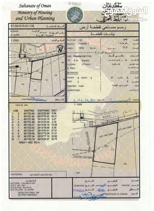 1602 SQM Residential Land for Sale in Qurum at a Prime Location