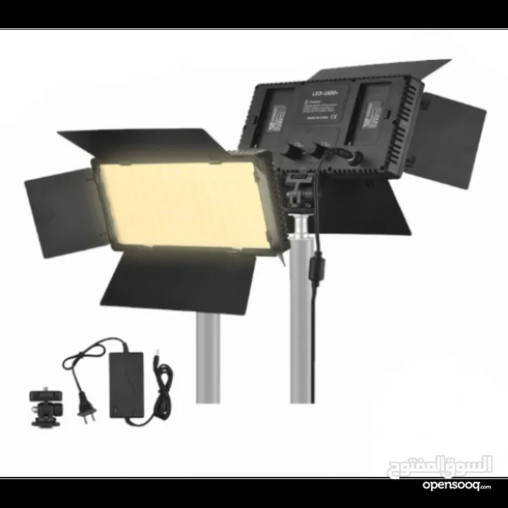 اضاءة تصوير مع شاحن وبطاريات عدد 2  LED-600 +800 LED Light Panel Bi-Color 3200-5600k Video Light