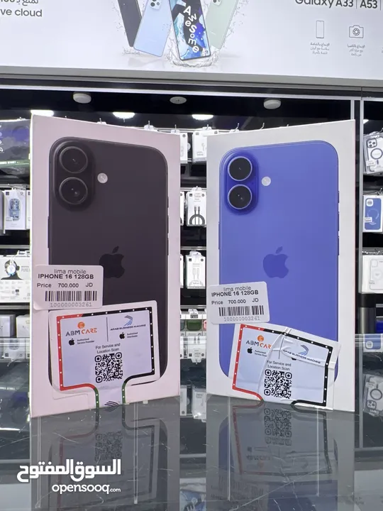 iPhone 16 (128 GB) ايفون 16 جديد  وارد الشرق الاوسط جديد بالكرتونة  ABM كفالة من الوكيل الرسمي سنة