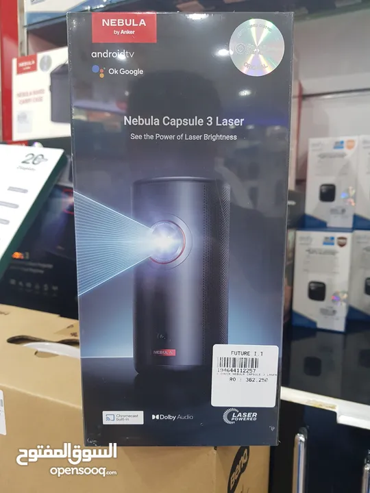 Anker Nebula Capsule 3 Laser Portable Projector Displays 300 ISO Lumens 1080P HD  يعرض جهاز العرض