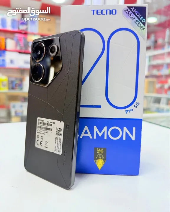 اخو الجديد Kamon 20 pro 5G رام 16 جيجا 256 أغراضة والكرتونه الأصلية متوفر توصيل