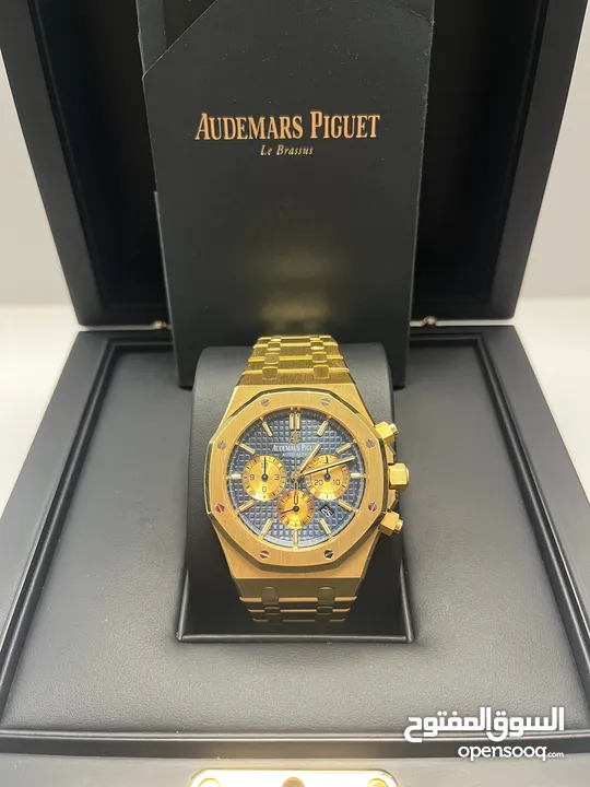 AP Royal Oak Chronograph – 41mm Yellow Gold Blue Tapisserie Dial  Full Package