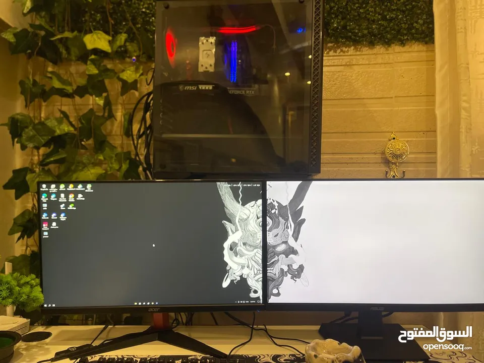 شاشتين pc gaming للبيع بسعر حرق بسعر شاشة بحالة الوكالة استخدام 3 اشهر