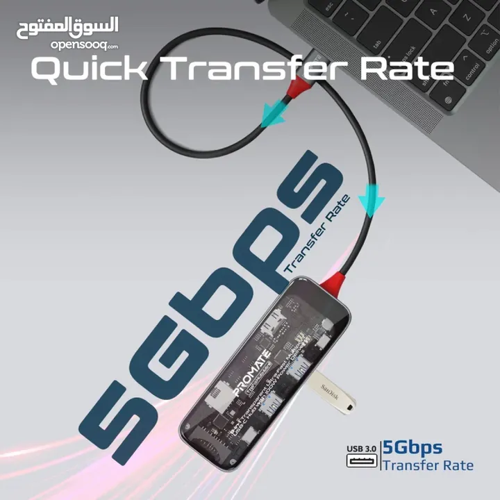 Promate Transhub-Mini USB-CTM Hub 8-in-1 Media Hub بسعر مغري