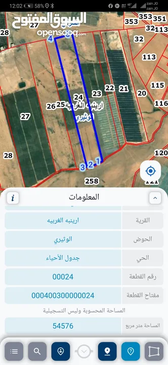 للبيع قطعة أرض 54 دونم في ارينبه الغربيه