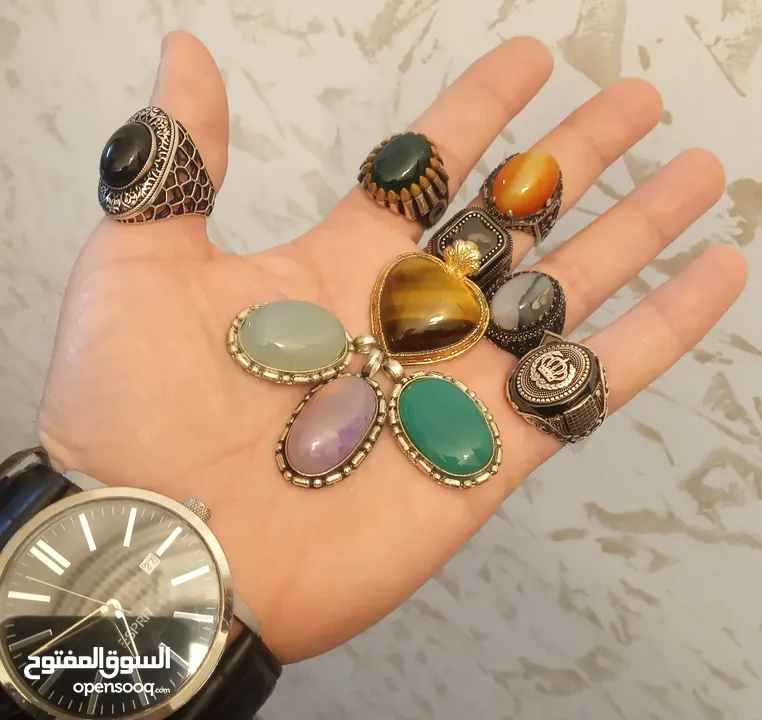خواتم فضه ستاتي مطعمه بالاحجار