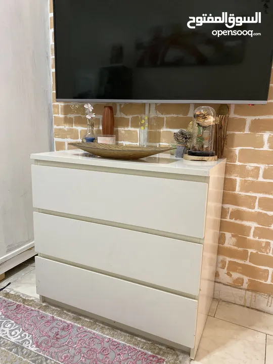 White wardrobe with three spacious drawers, almost brand new