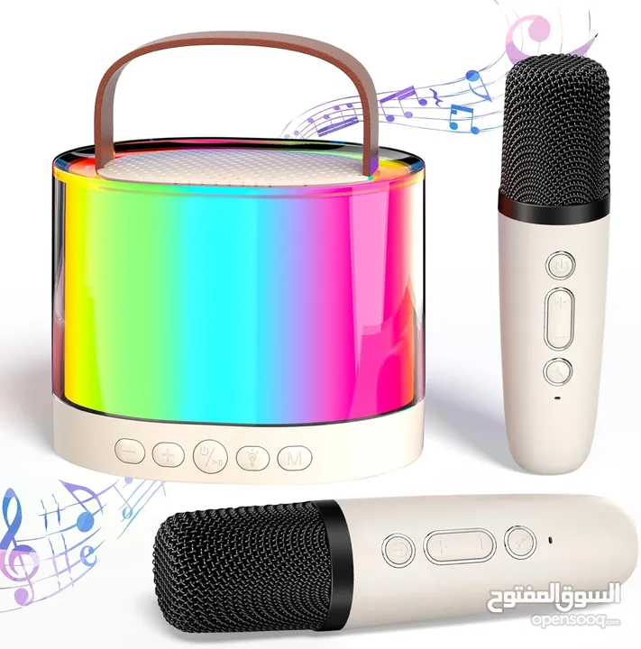سماعة شحن صغيرة متنقل مع مايك عدد 2 نظام كاروكي للاطفال Karaoke Machine for Kids Adults K52