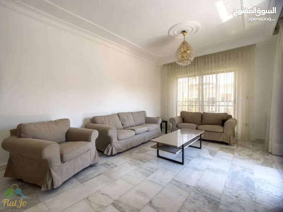 Bright furnished three bedroom apartment in Abdoun شقة مميزة ثلاث غرف نوم في عبدون بالقرب دير غبار