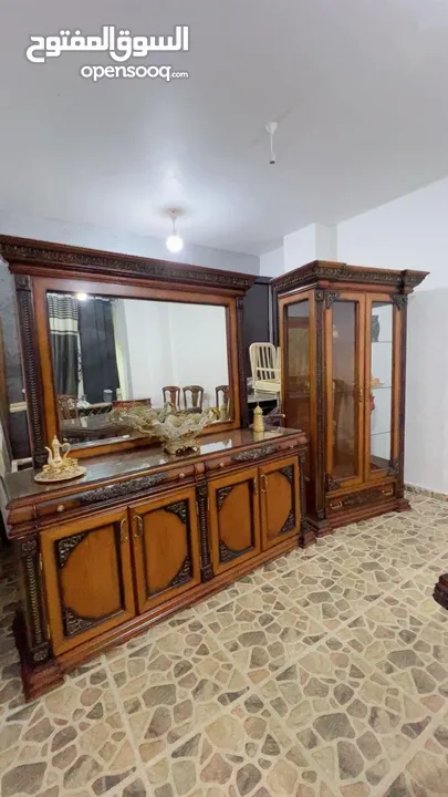 غرفة سفرة 3قطع ع الوجه زجاج حراري للحماية من الخدوش ستايل أمريكي 8كراسي