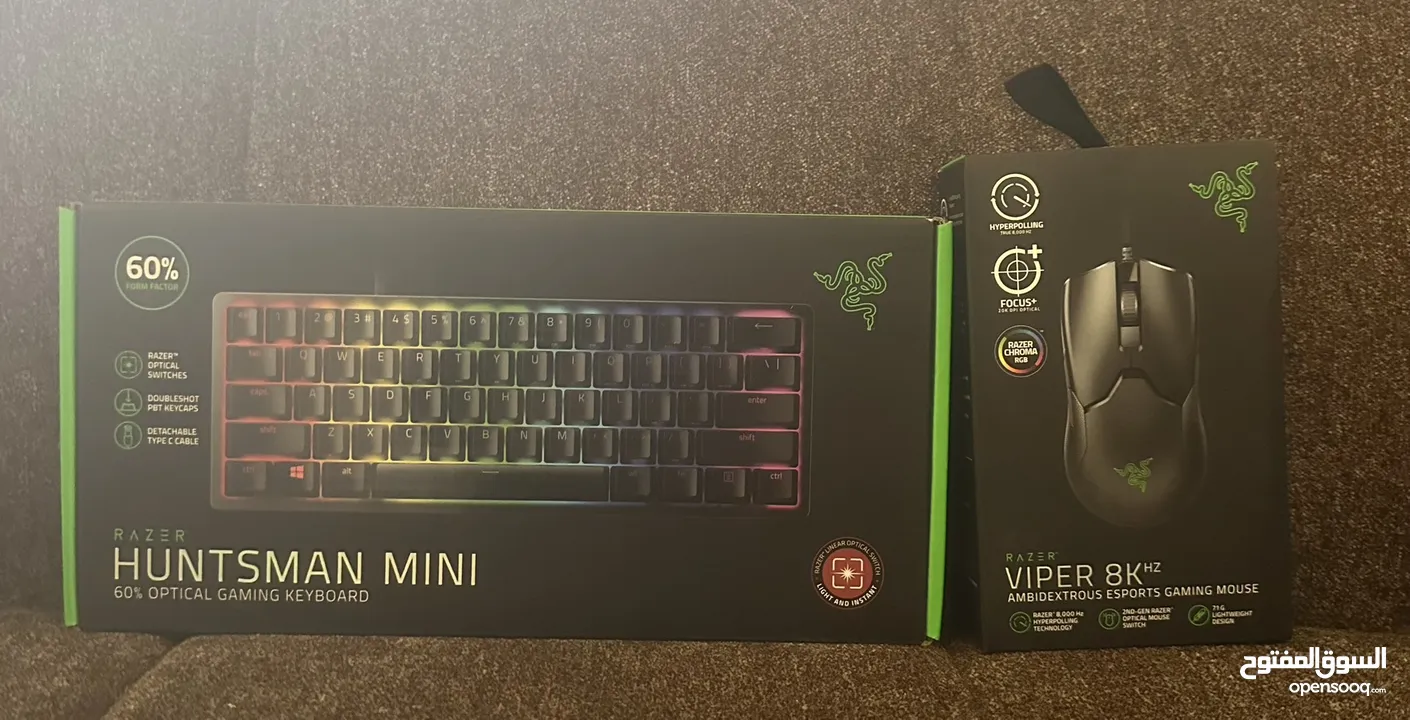 Razer viper 8k hz mouse and razer huntsman mini keyboard (جديد مش مفتوح)