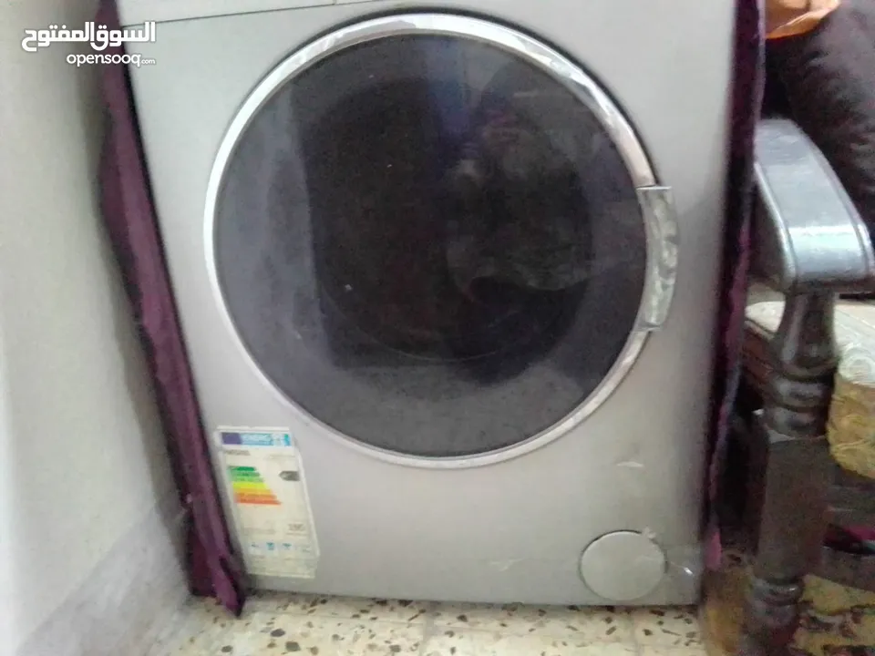 غسالة اوتوماتيك مستعملة نظيفة  غسيل ماشالله وتنشيف وتصريف