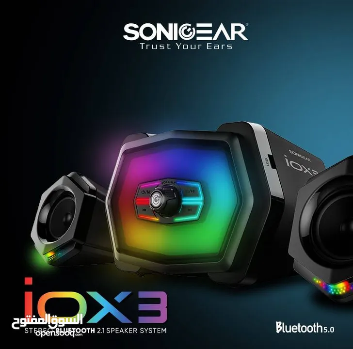 سماعات  مضيئة سبيكرز وايرلس بلوتوث Sonic Gear Wireless Speakers RGB