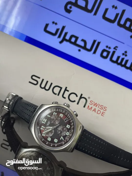 ساعة سواتش جلد خليك انيق مع الساعة الرجالية