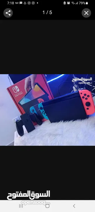 NINTENDOSWITCH OLED  للبدل فقط مع جميع ملحقاته ومع حساب فيه العاب