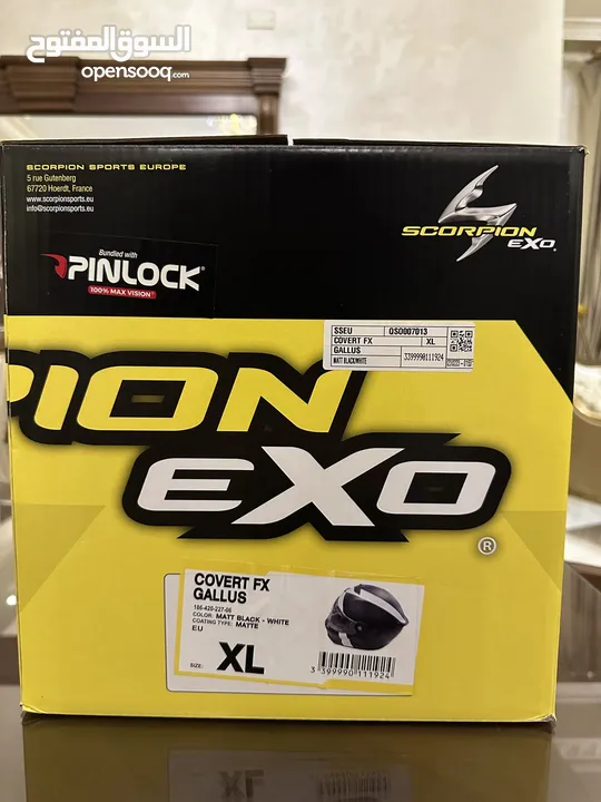 خوذة Scorpion Covert FX Gallus اصلية جديدة بكرتونتها مع كامل اغراضها مقاس X-Large