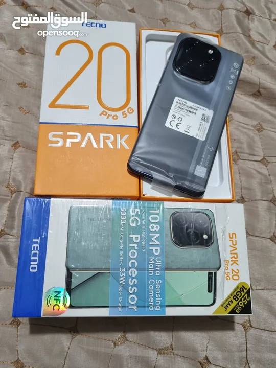 جهاز جديد بالكرتونة Spark 20 pro 5G رام 16 جيجا 256 مكفول سنة متوفر توصيل