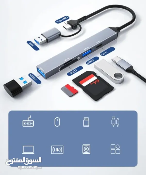 HAING HI-I805 iPhone Lightning/Type-C 5 in 1 to VGA Adapter وصلة محول ايفون الى مداخل متعددة