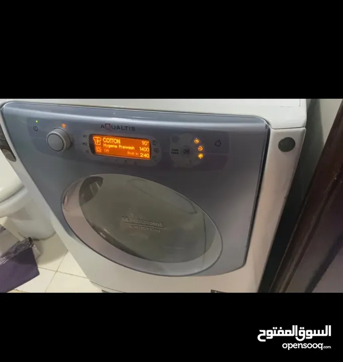 غسالة مع حماصة ارستون اكوالتس AQUALTIS مستعملة بحالة ممتاز 8 كيلو غسيل 6 كيلو تحميص مع تنشيف