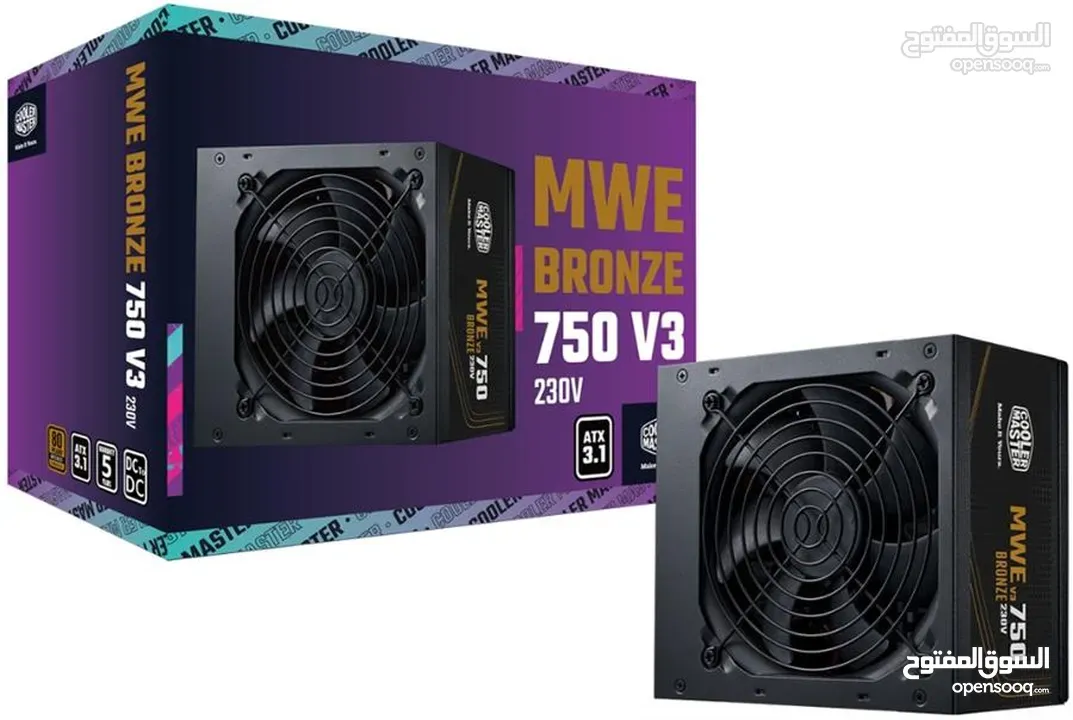 باور سبلاي كولر ماستر لأجهزة الجيمنج 750 واط حقيقي COOLERMASTER 750W 80+ BRONZE GAMING POWER SUPPLY